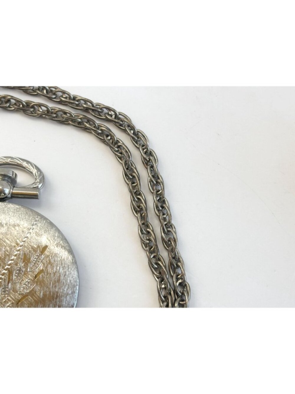 Locket Floral Carved Matte Silver Toned Vintage Jumbo Pendant Necklace - 24" - Picture 14 of 16